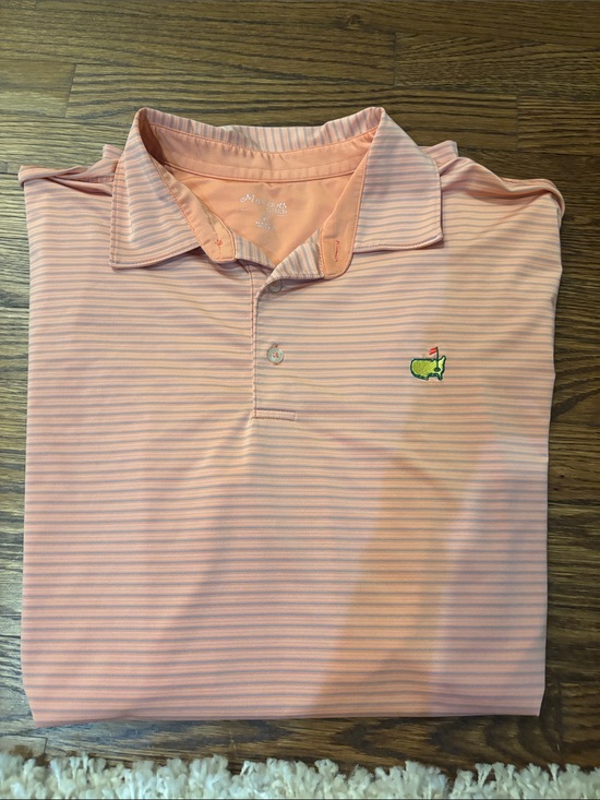 Masters Other - Masters Peach and White Striped Golf Polo